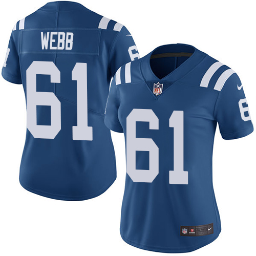Indianapolis Colts #61 Limited Webb Royal Blue Nike NFL Home Women Vapor Untouchable jerseys->youth nfl jersey->Youth Jersey